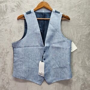 Bar III Suit Vest Mens XL Blue Linen Slim Fit Formal Wedding Party $115 New